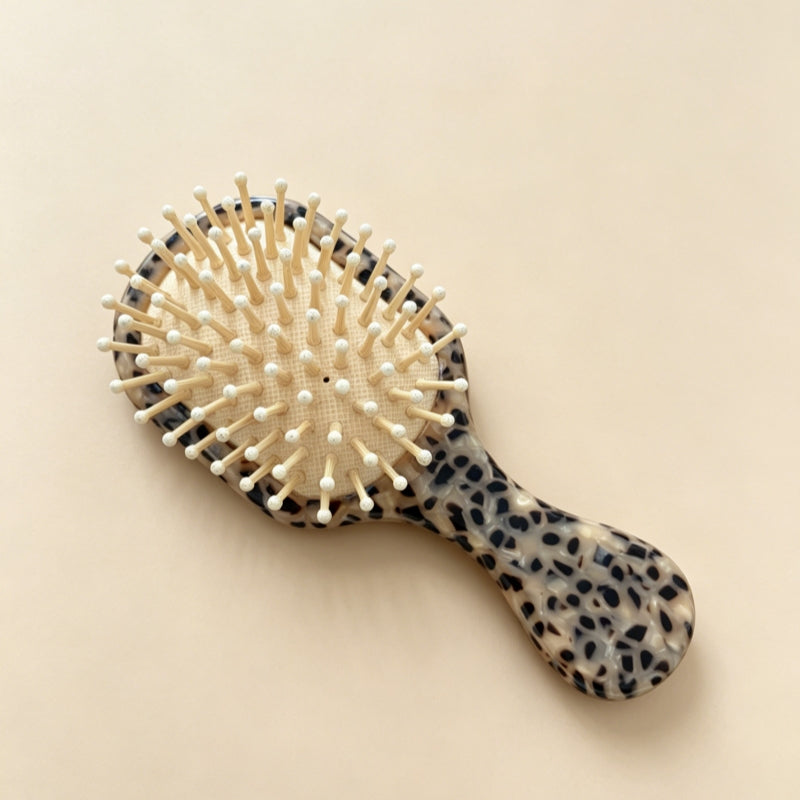 Leopard Print Cushion Wooden Pin Hair Brush | Scalp Massage Comb for Self-Care Gift Sets