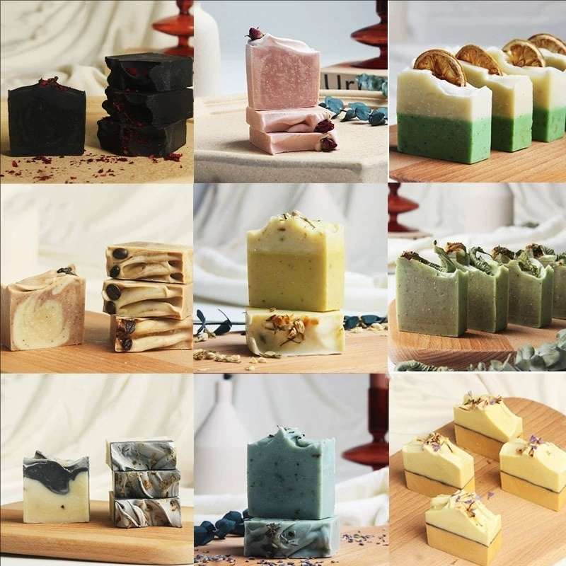 Multi-Scent Natural Oil Cold Process Handmade Soap Bar | Rose, Mugwort, Jasmine Facial & Body Wash Soap for Luxury Gift Sets