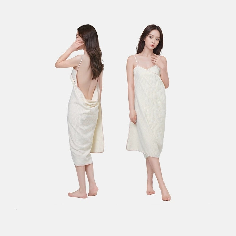 Waffle Weave Adjustable Strap Bath Wrap Skirt | 7A Antibacterial Wearable Towel Dress