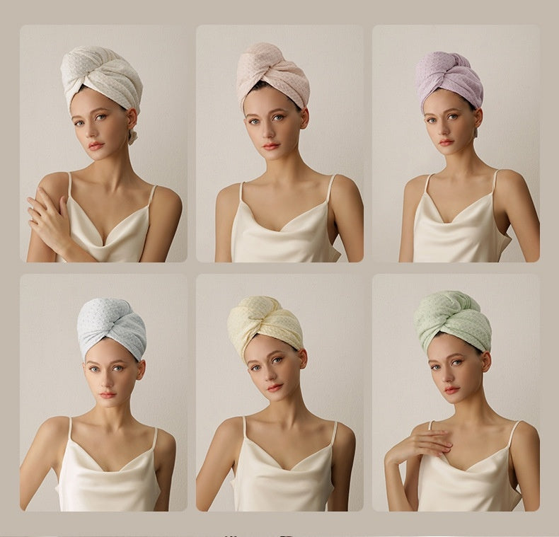 Waffle Weave Hair Towel Turban | 10A Antibacterial Quick-Dry Wrap