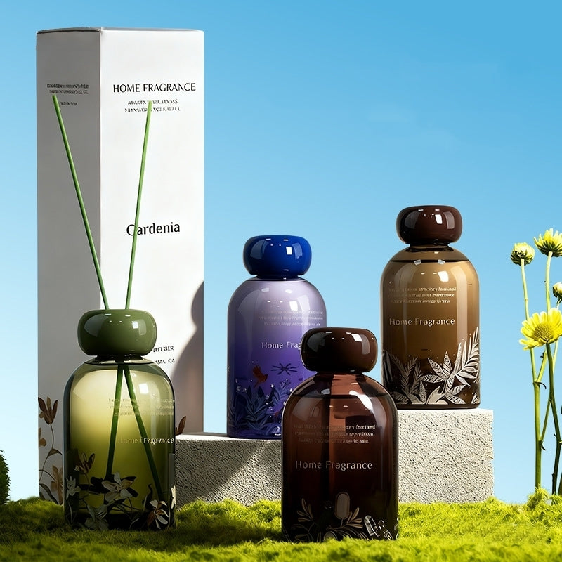 Custom Garden Etched Glass Reed Diffuser 180ML | Natural Plant Essential Oil Home Fragrance, 4 Scents for Luxury Gift Bundles
