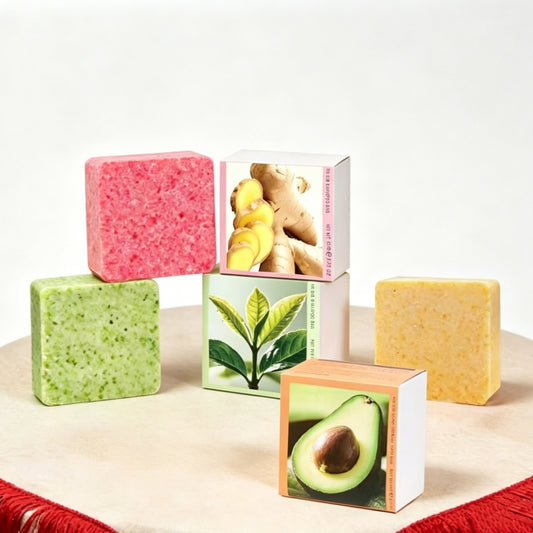 Natural Herbal Solid Shampoo Bar | Avocado / Orange / Ginger Hair Soap for Self-Care Bath Gift Set