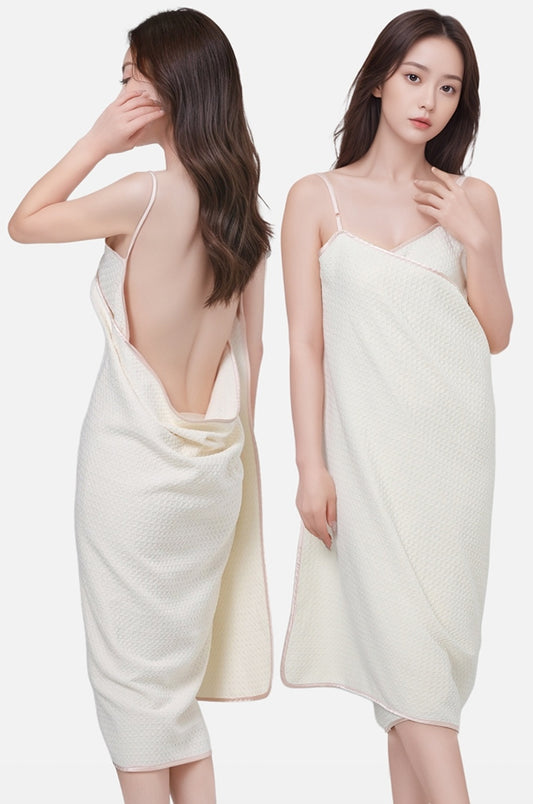 Waffle Weave Adjustable Strap Bath Wrap Skirt | 7A Antibacterial Wearable Towel Dress
