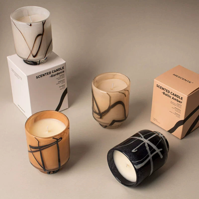 Abstract Zebra Stroke Glass Soy Wax Candle 230g | Swiss Givaudan Oil Luxury Home Decor Candle, Wedding & Custom OEM Gift