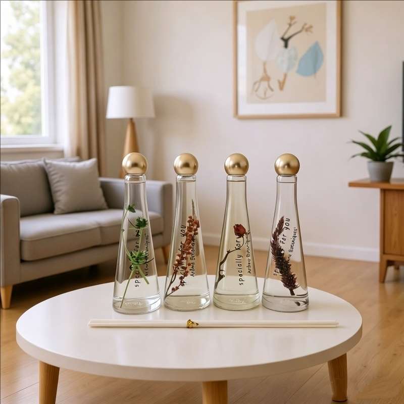 Conical Glass Preserved Real Flower Reed Diffuser | Zero Alcohol Long Lasting Home Hotel Business Gift Fragrance