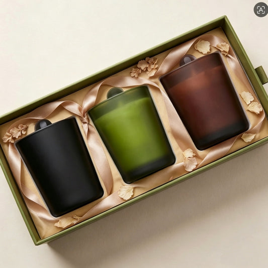 Custom Trio Soy Candle Gift Set | Matte Glass Vessels for Private Label & Corporate Gifting