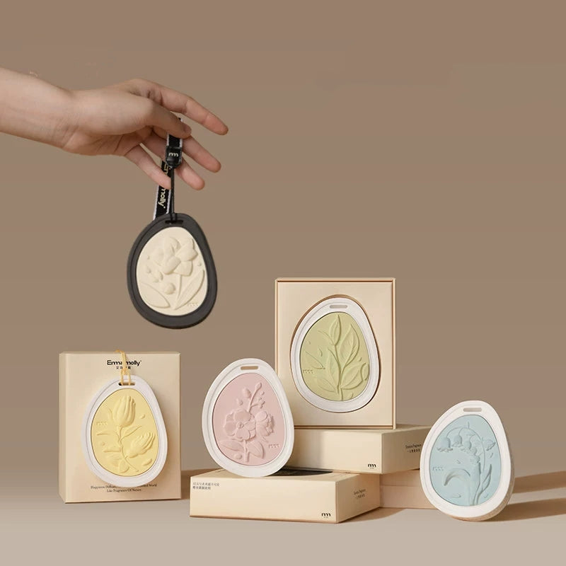 Embossed Floral Plaster Fragrance Hanging Tablet | Diatomite Car & Wardrobe Scent Hanger, Luxury Gift Add-on
