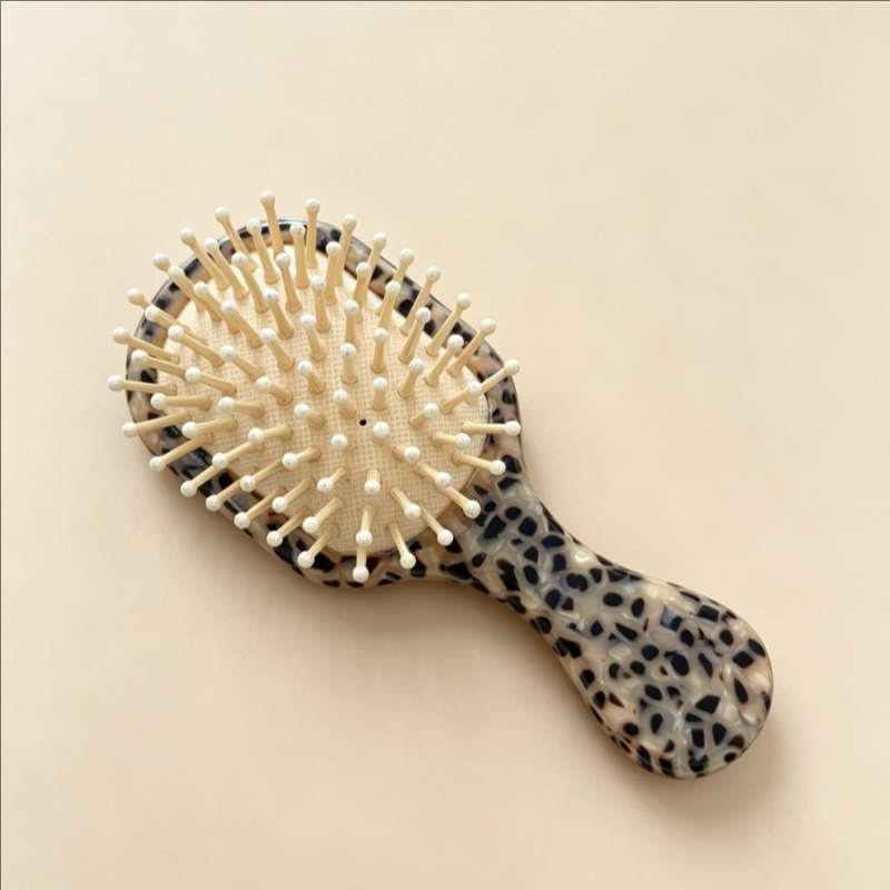 Leopard Print Cushion Wooden Pin Hair Brush | Scalp Massage | Ritual Wick