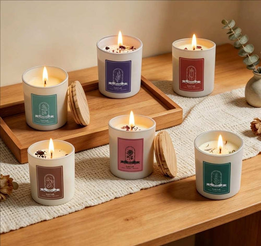 Cream White Ceramic Soy Wax Candle with Wooden Lid | Ritual Wick