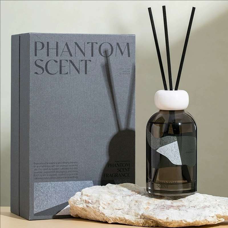 Phantom Scent Dark Grey Glass Reed Diffuser Gift Set | MULAN Natural Herbal Essential Oil Luxury Home & Hotel Fragrance