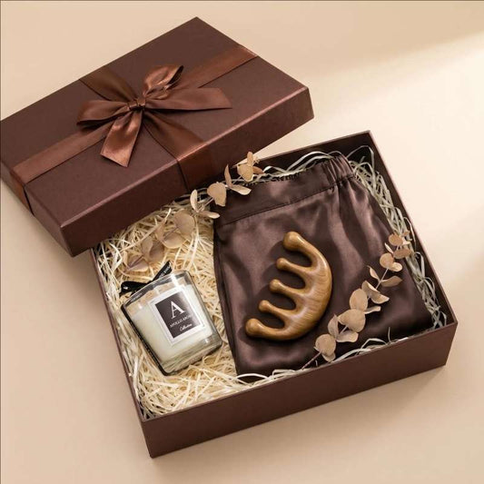 Cocoa Wood At-Home Spa Ritual Gift Set | Bath Wrap & Candle | Ritual Wick