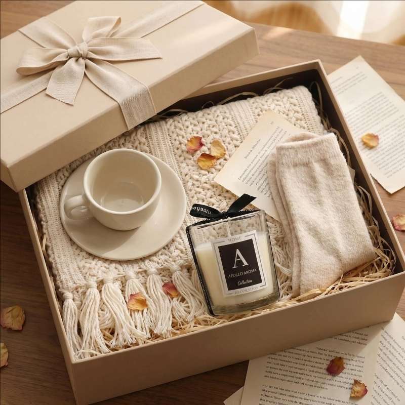 Cozy White Hearth Ritual Gift Set | Knit Blanket & Candle | Ritual Wick