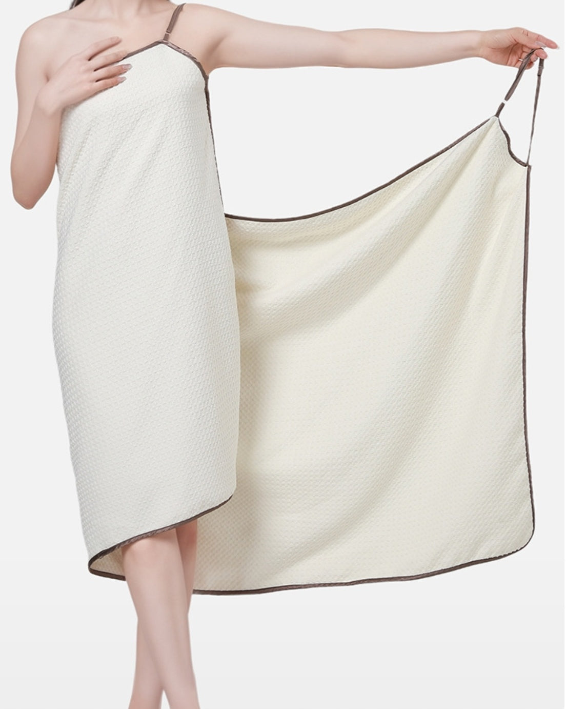 Waffle Weave Adjustable Strap Bath Wrap Skirt | 7A Antibacterial Wearable Towel Dress