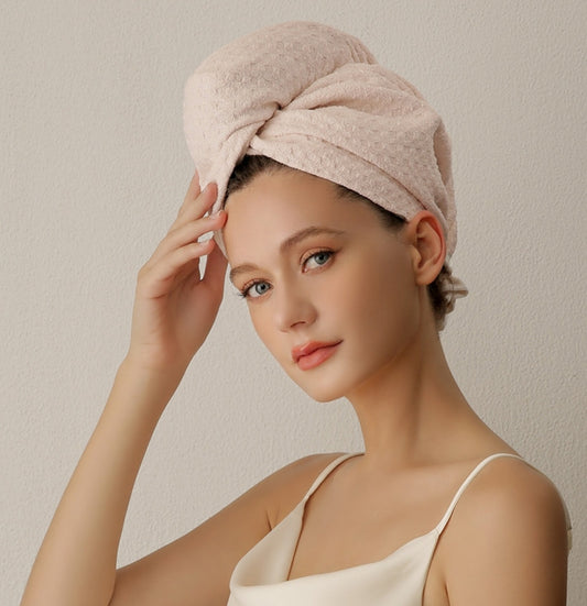 Waffle Weave Hair Towel Turban | 10A Antibacterial Quick-Dry Wrap