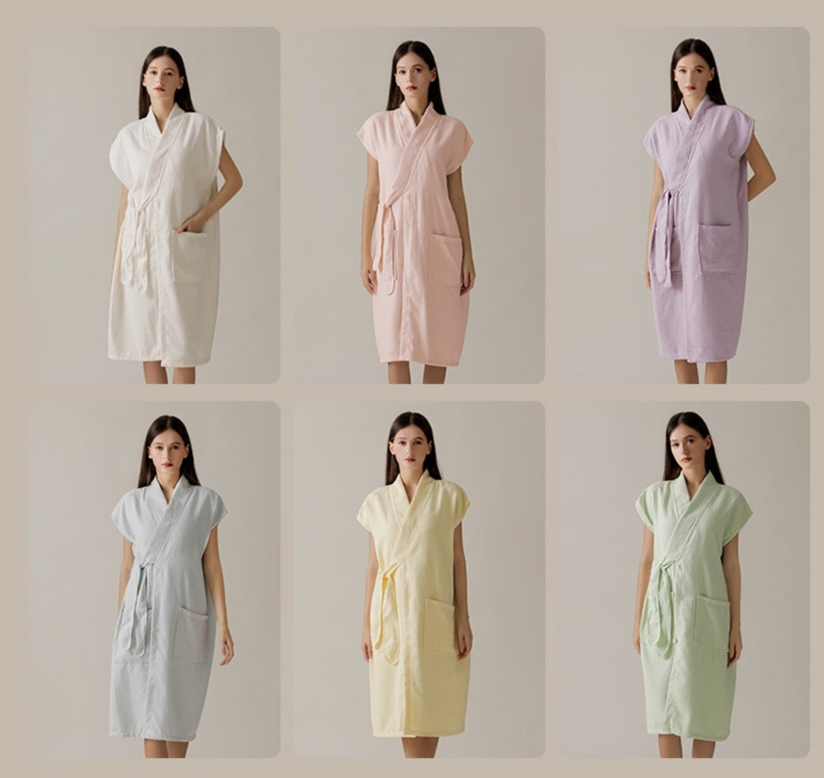 Waffle Weave Kimono Bath Robe | 10A Antibacterial Quick-Dry Loungewear