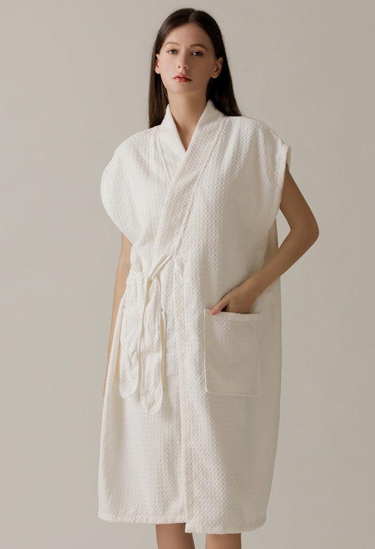 Waffle Weave Kimono Bath Robe | 10A Antibacterial Quick-Dry Loungewear
