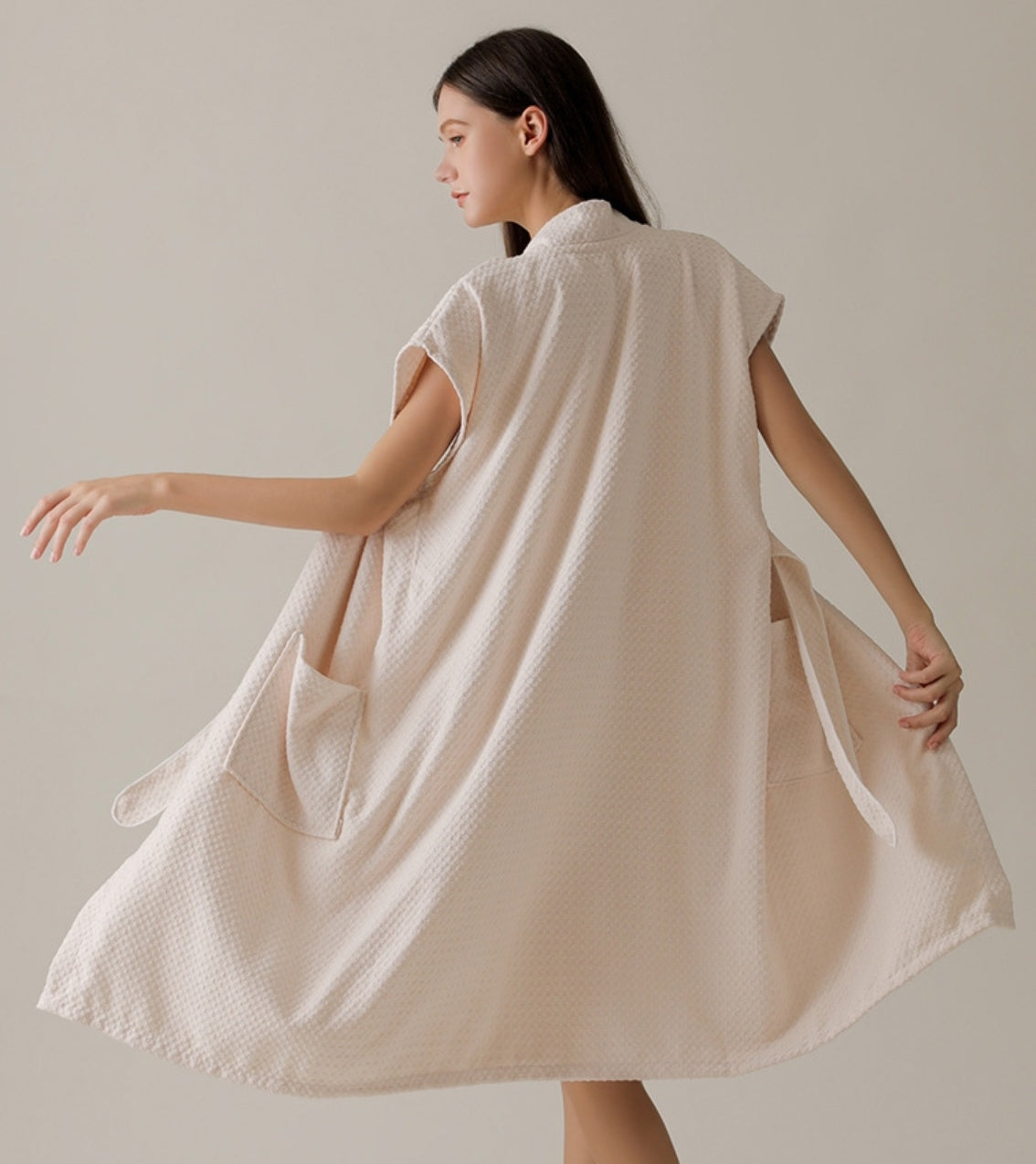 Waffle Weave Kimono Bath Robe | 10A Antibacterial Quick-Dry Loungewear