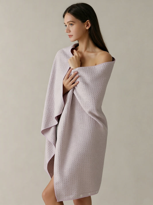 Waffle Weave Snap-Button Bath Wrap | 10A Antibacterial Quick-Dry Towel