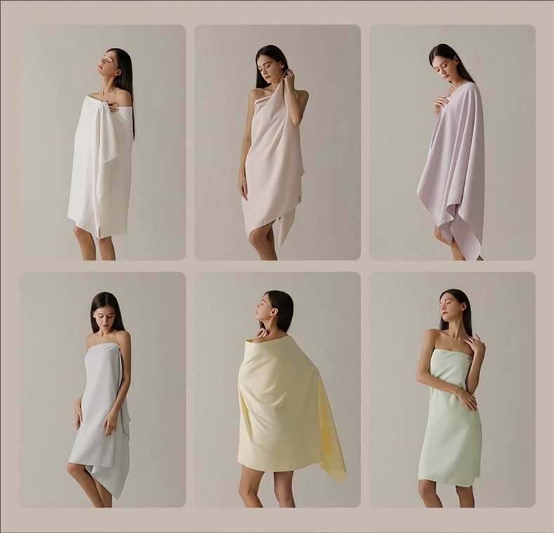 Waffle Weave Snap-Button Bath Wrap | 10A Antibacterial Quick-Dry Towel