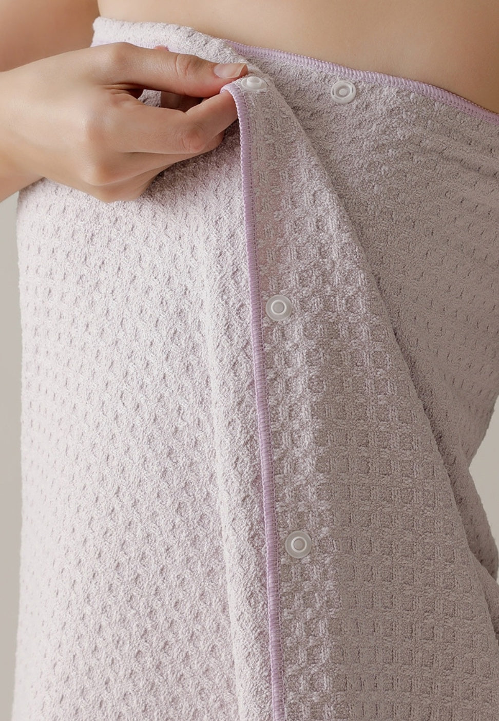 Waffle Weave Snap-Button Bath Wrap | 10A Antibacterial Quick-Dry Towel