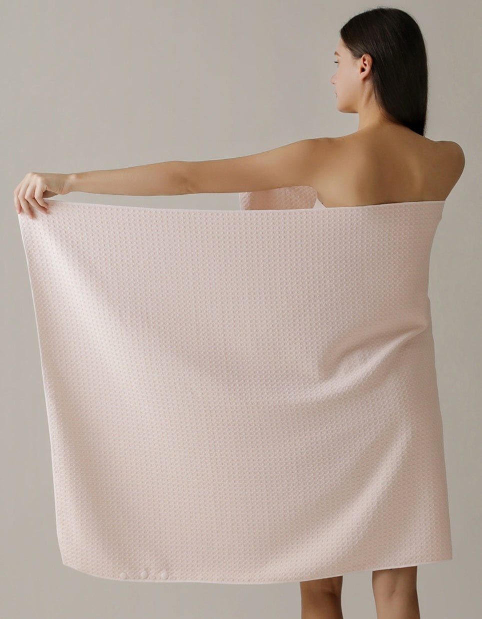 Waffle Weave Snap-Button Bath Wrap | 10A Antibacterial Quick-Dry Towel