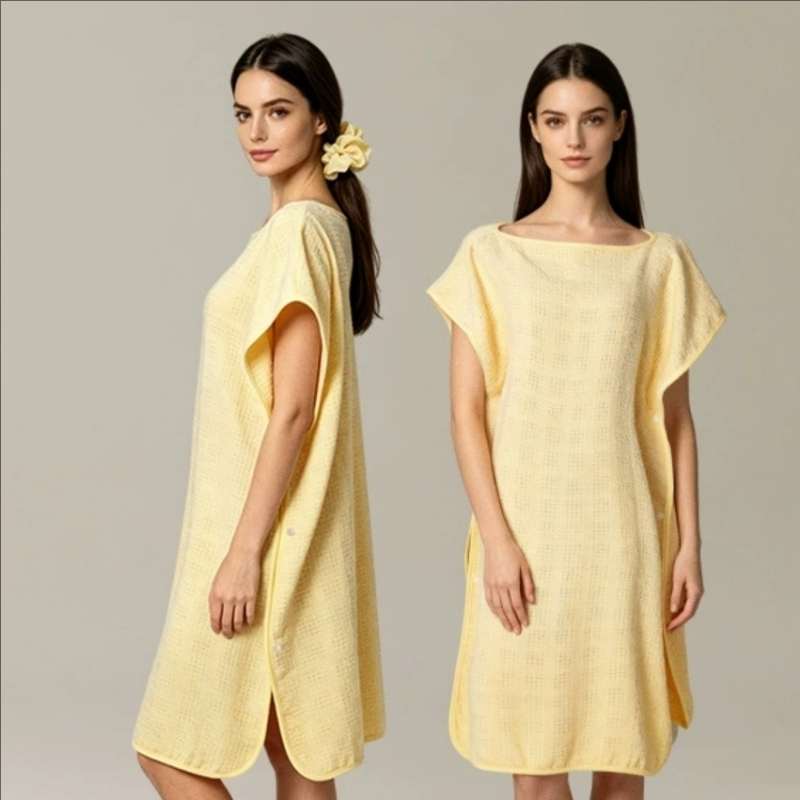Wearable Button Bath Towel Robe | 10A Antibacterial Quick-Dry Spa Wrap