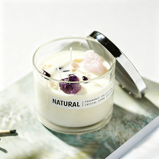 Crystal-Infused Clear Glass Soy Candle | Bulk-Ready for Custom Gift Sets