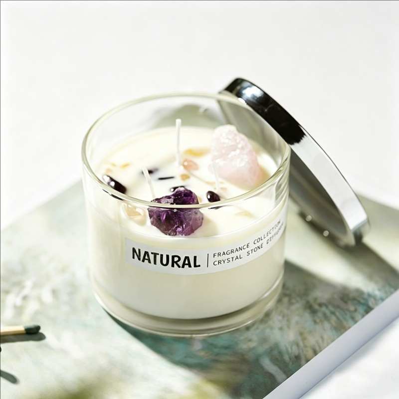 Crystal-Infused Clear Glass Soy Candle | Ritual Wick