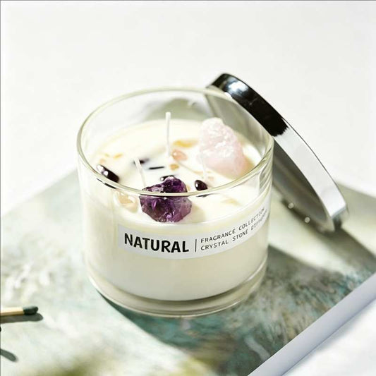 Crystal-Infused Clear Glass Soy Candle | Ritual Wick