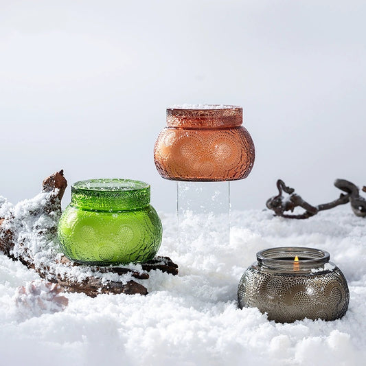 Embossed Colored Glass Soy Candle | Bulk-Ready for Custom Gift Sets