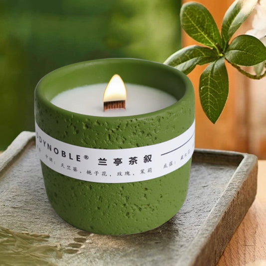 Green Textured Ceramic Tea Scented Soy Candle | Bulk-Ready for Custom Gift Sets