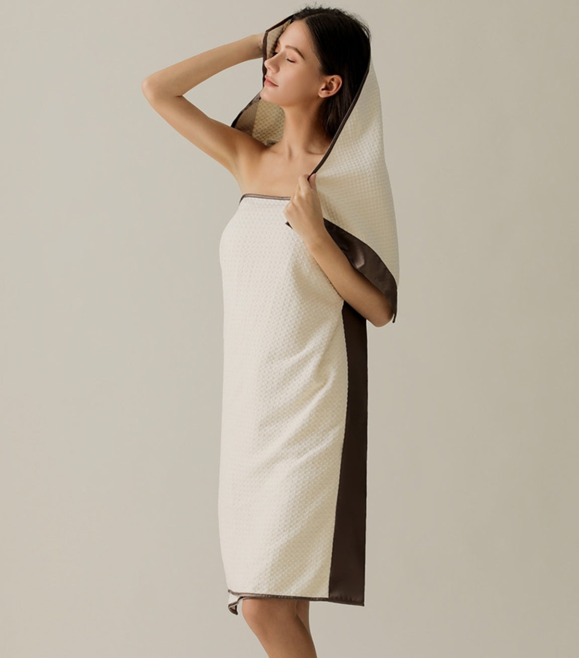 Waffle Weave Satin-Trim Towel & Bath Sheet Set | 7A Antibacterial Luxury Bath Linens