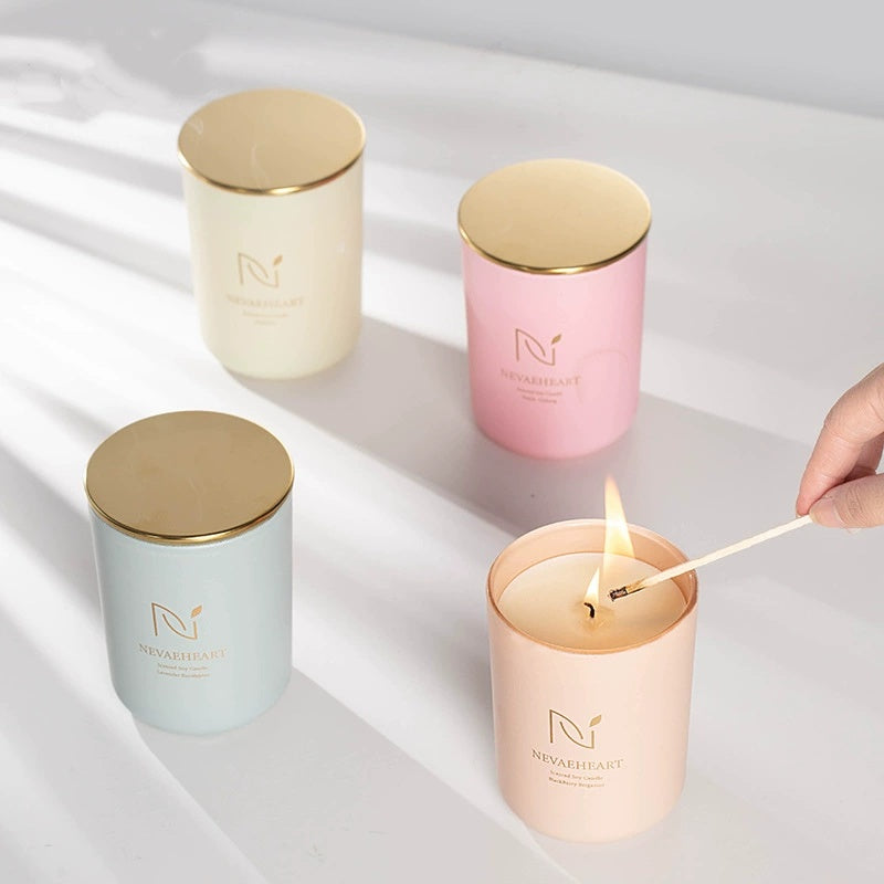 Pastel Matte Soy Candle with Gold Lid | Bulk-Ready for Custom Gift Sets
