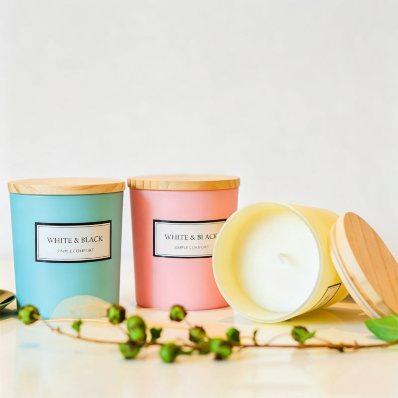 Pastel Matte Tin Soy Candle with Wooden Lid | Bulk-Ready for Custom Gift Sets