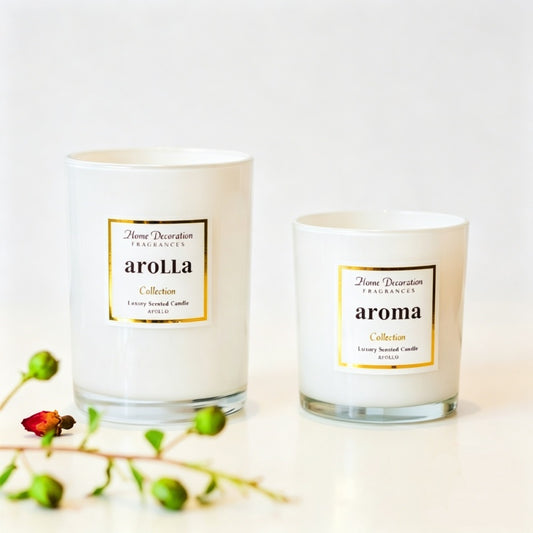 White Glossy Glass Soy Candle (Two Sizes) | Bulk-Ready for Custom Gift Sets