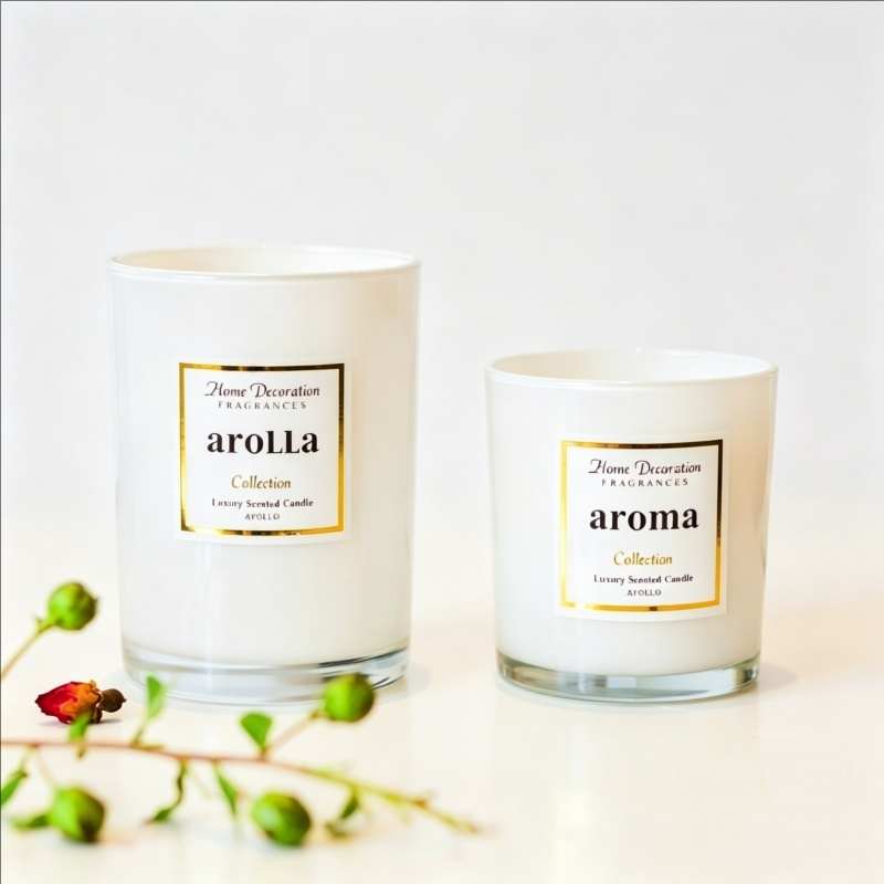 White Glossy Glass Soy Candle Two Sizes | Ritual Wick